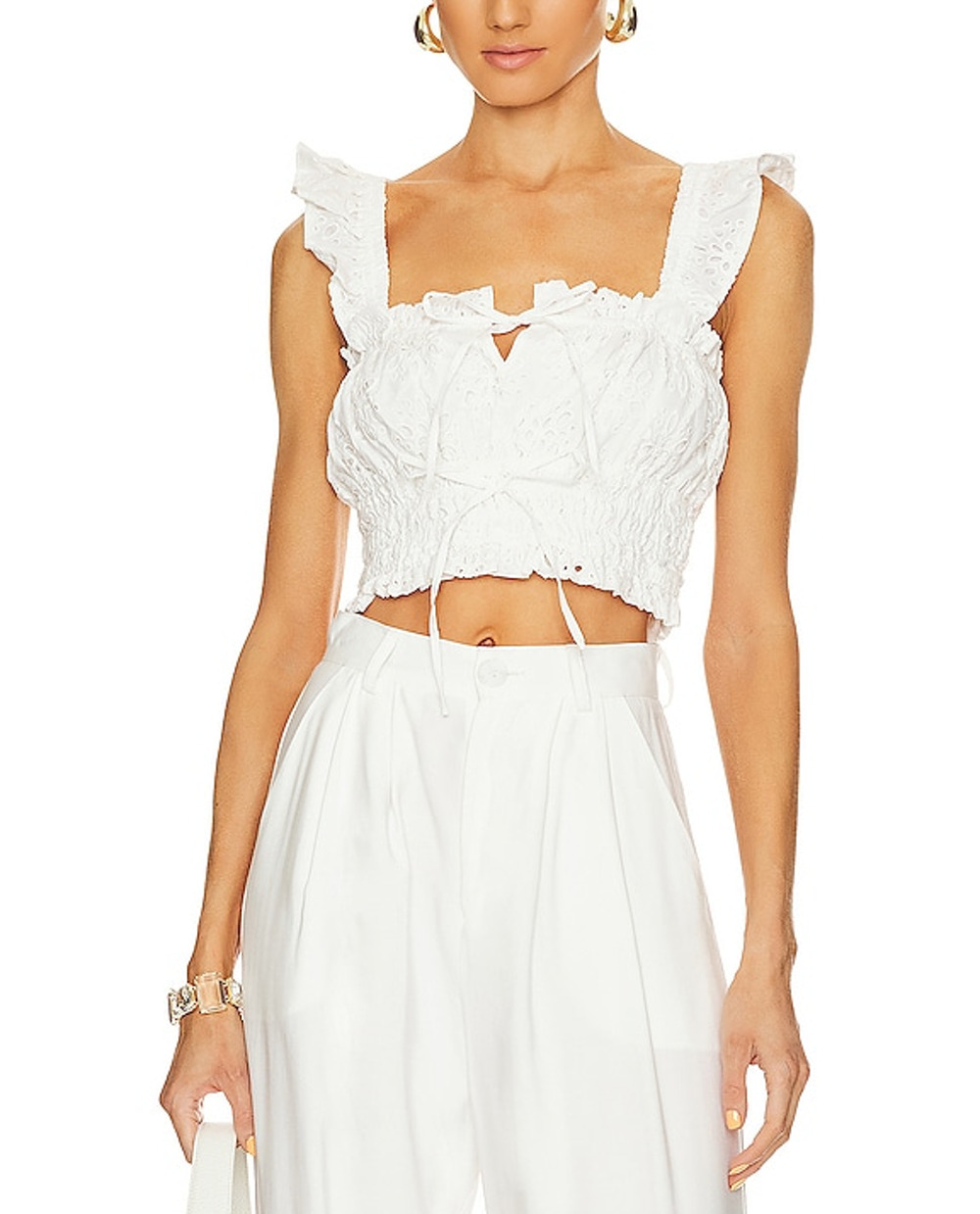Yumi Kim Delicate Pacific Cotton Eyelet Kary Crop Top Size S